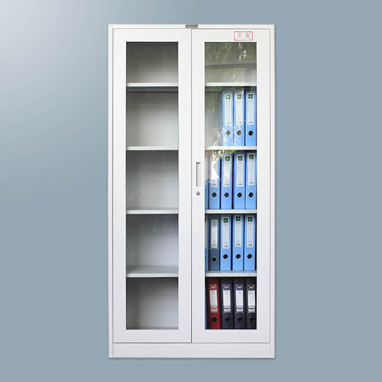 Swing Glass Door Metal Filing Cabinet, Metal Storage Cabinet With Glass Doors